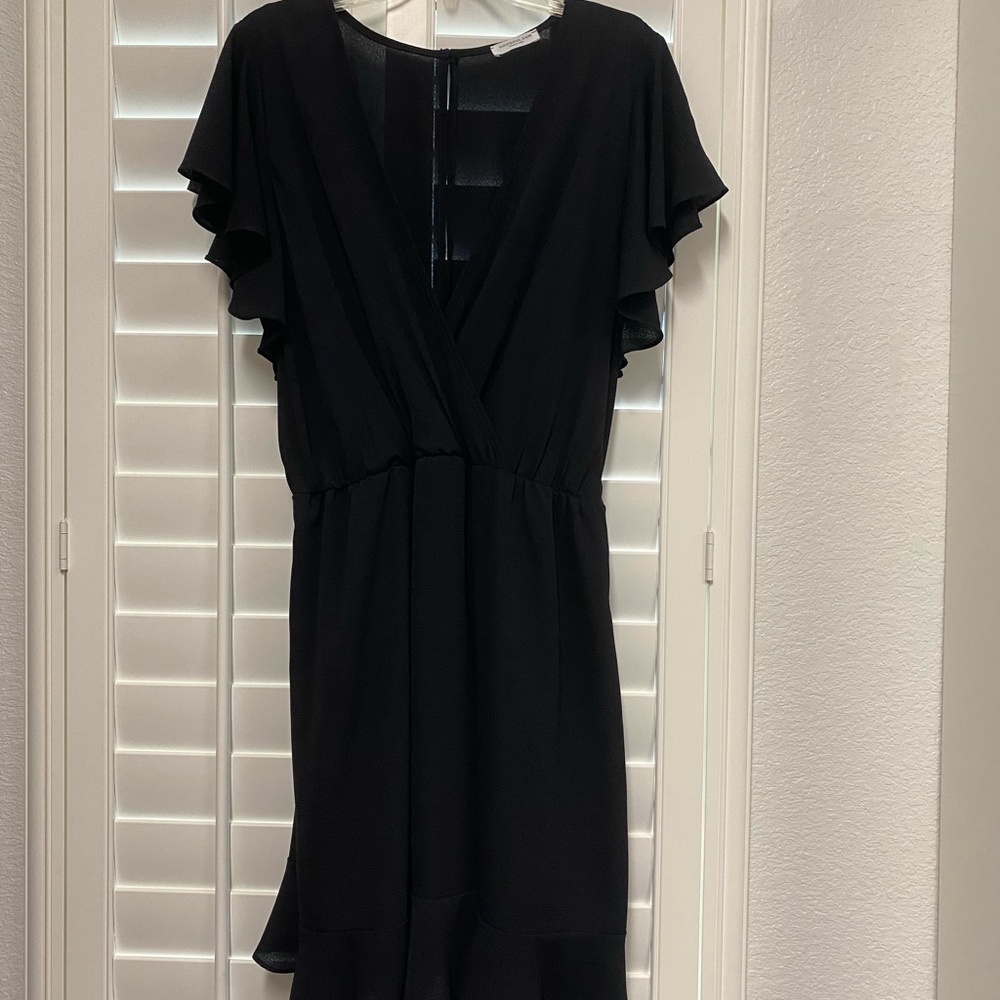 Chic Soul V Neck Black Dress 2X